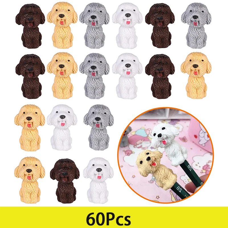 60Pcs Dog Pencil Erasers Animal Puzzle Eraser Mini Dog Figurines Erasers