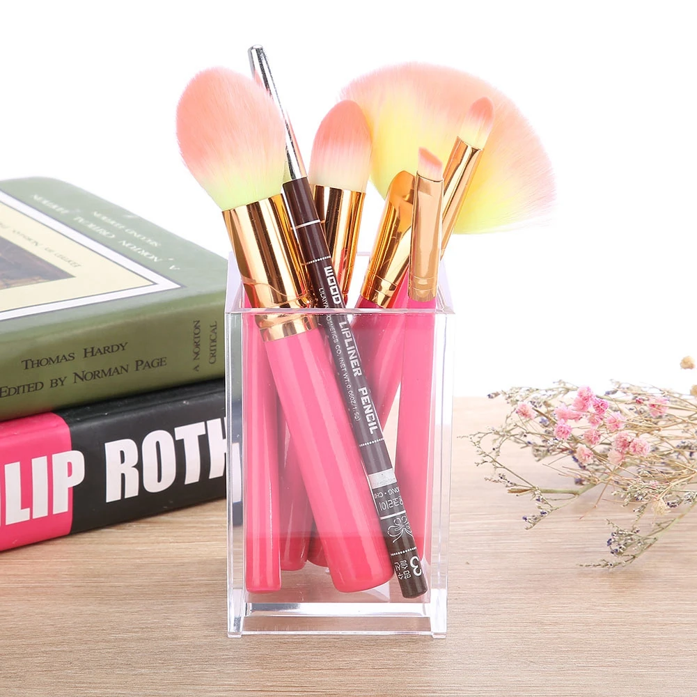 Transparent Acrylic Makeup Brush Holder Nail Pen Storage Organizer Case