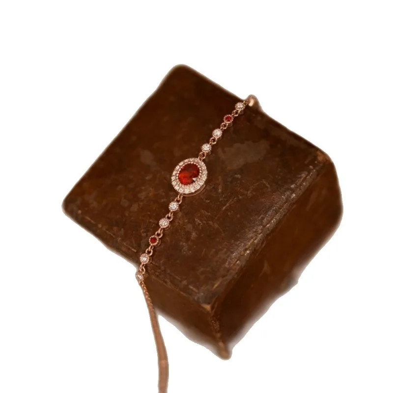سوار روبي رومانسي فرنسي للنساء، خفيف الوزن، فاخر مرصع بالألماس، متعدد الاستخدامات، مجوهرات راقية جديدة #5