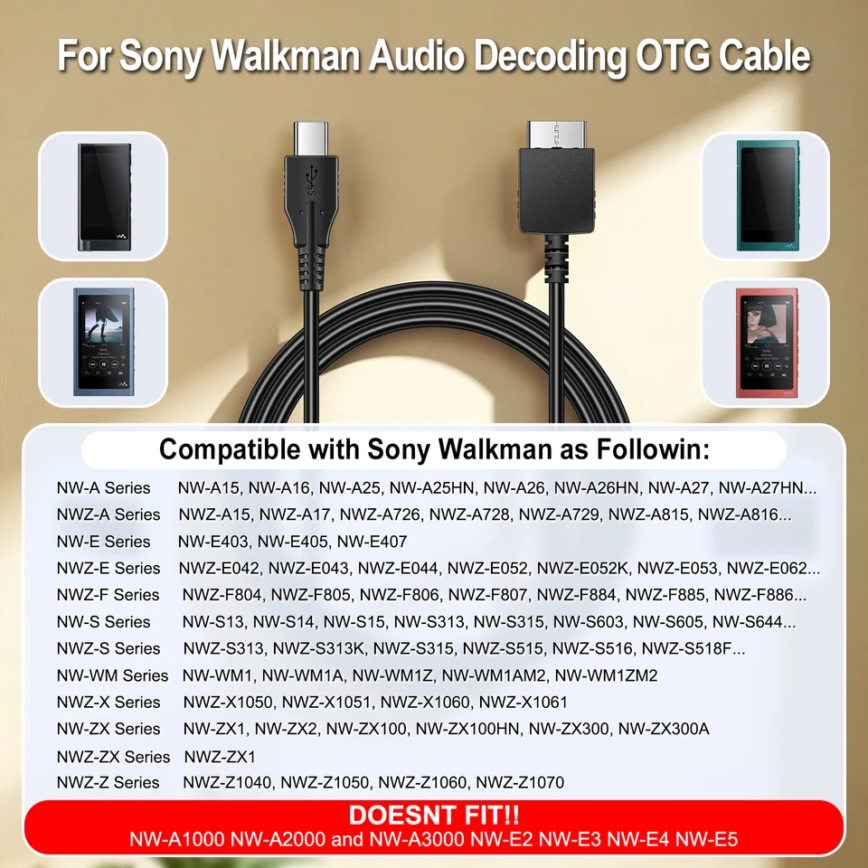 SONY Walkman OTG Cable for NW-Z1X ZX2 Z1000