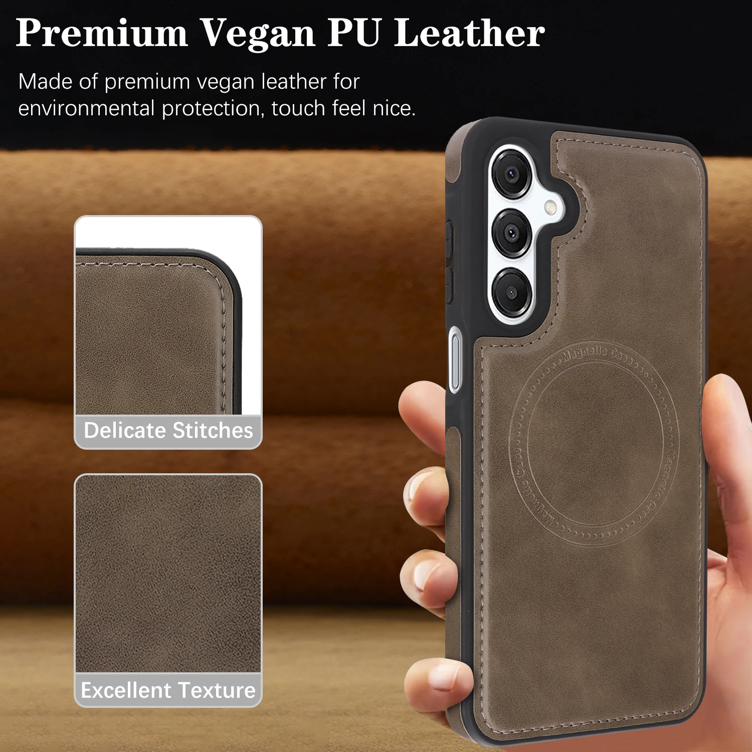 PU Leather Phone Case for Samsung Galaxy A17 A26 A15 A16A35 Galaxy A56 A36 for Magsafe Simple Fundas Covers