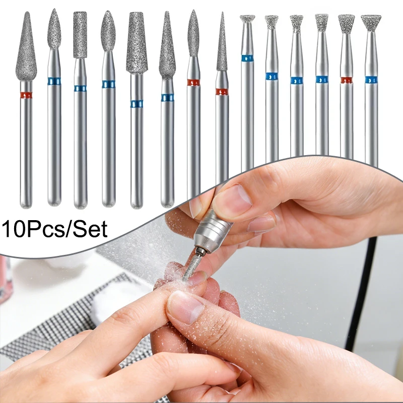 7/10 pçs cutícula limpa prego broca arquivo de unhas gel removedor ferramenta tratamento borda do prego diamante máquina moagem acessórios