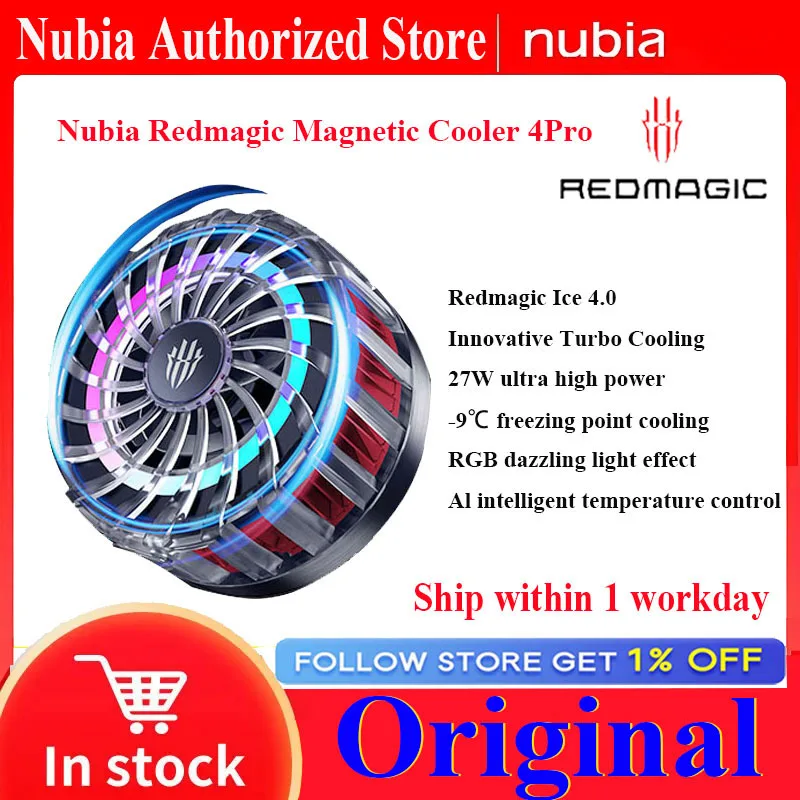 Nubia RedMagic Magnetic Cooler 4 Pro 4 Ice FunCooler RGB LED 27W Semiconductor Heat Dissipation Cooling For Gaming Nubia Phone