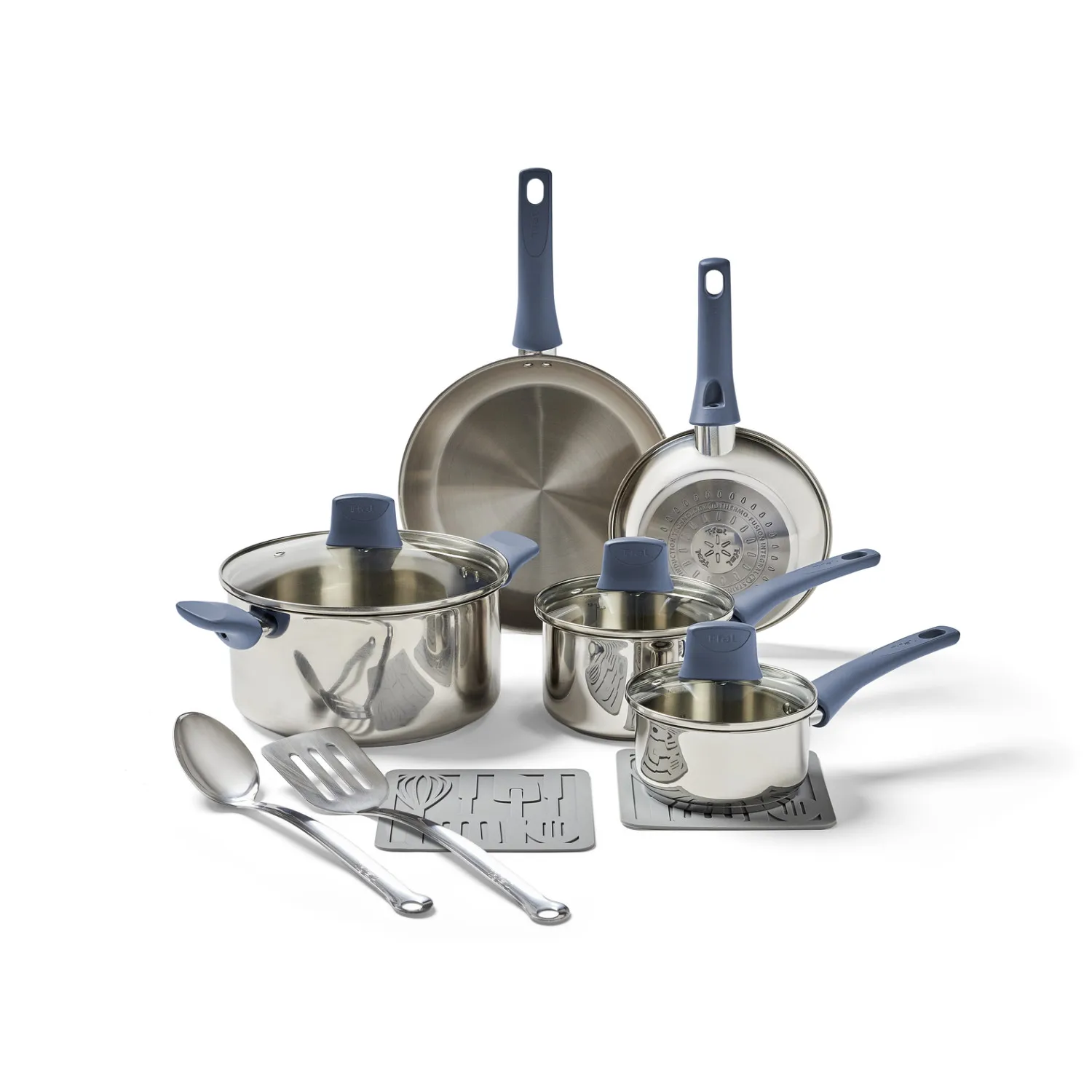 

Daily Cook Stainless Steel, 12 Piece Pots and Pans Cookware Set, Ocean Blue Handles
