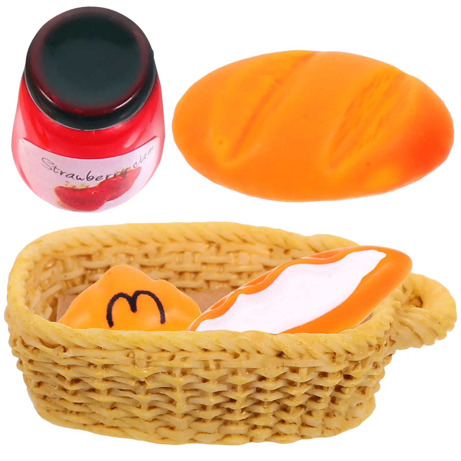 

1Set Mini Bread Basket Photo Prop Resin Fake Food Decoration Dollhouse Supplies Lifelike Ornament Mini Home Accessories