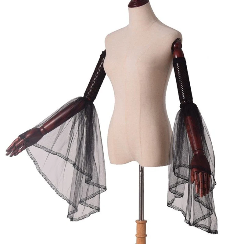 Women Arm Sleeve Bar Party Dance Arm Band Bellydance Chiffon Sheer Armbands Gloves Retro Stage Performance Costume