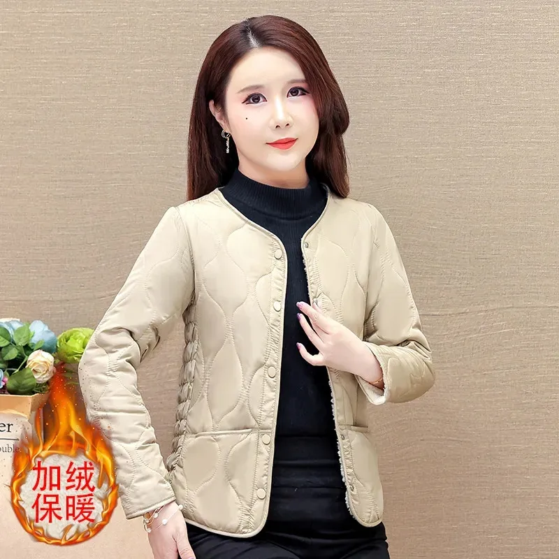 Fall/winter Women\'s Down Cotton-padded Coat  Liner Padded 2024 New Female Cotton-padded Velvet Jacket Slim Short Warm Overcoat