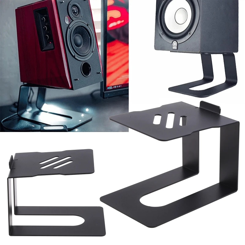 Metal Desktop Speaker Stand Anti-vibration Tabletop Holder Bracket In-cline Design Rack for Better Experience 896C