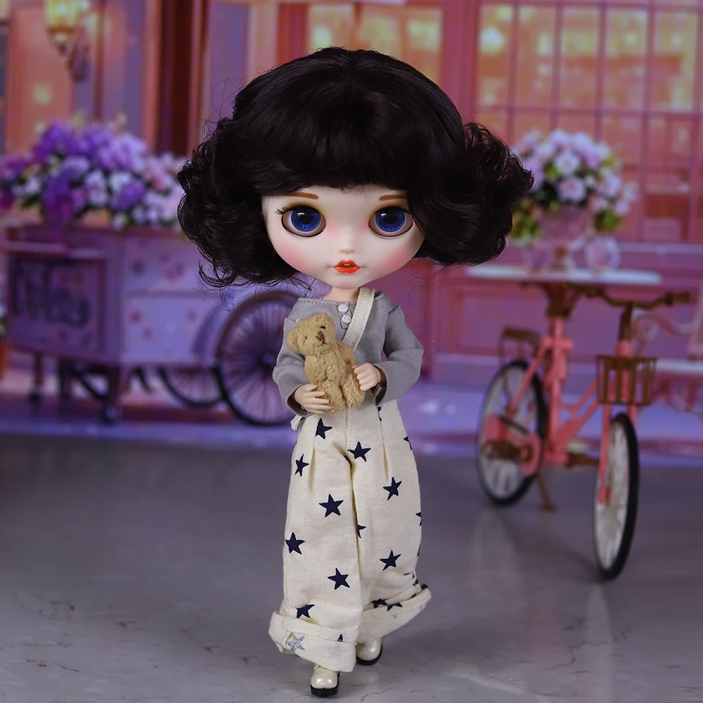 ICY DBS Blyth 1/6 BJD30cm White Skin Purple Black Hair Doll, Look at the options picture, Choose: Nude Doll or Full Doll