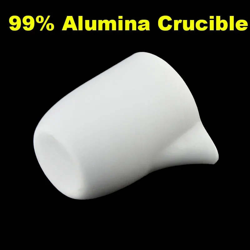 Arc corundum crucible with nozzle 99% alumina 200ml high temperature resistance