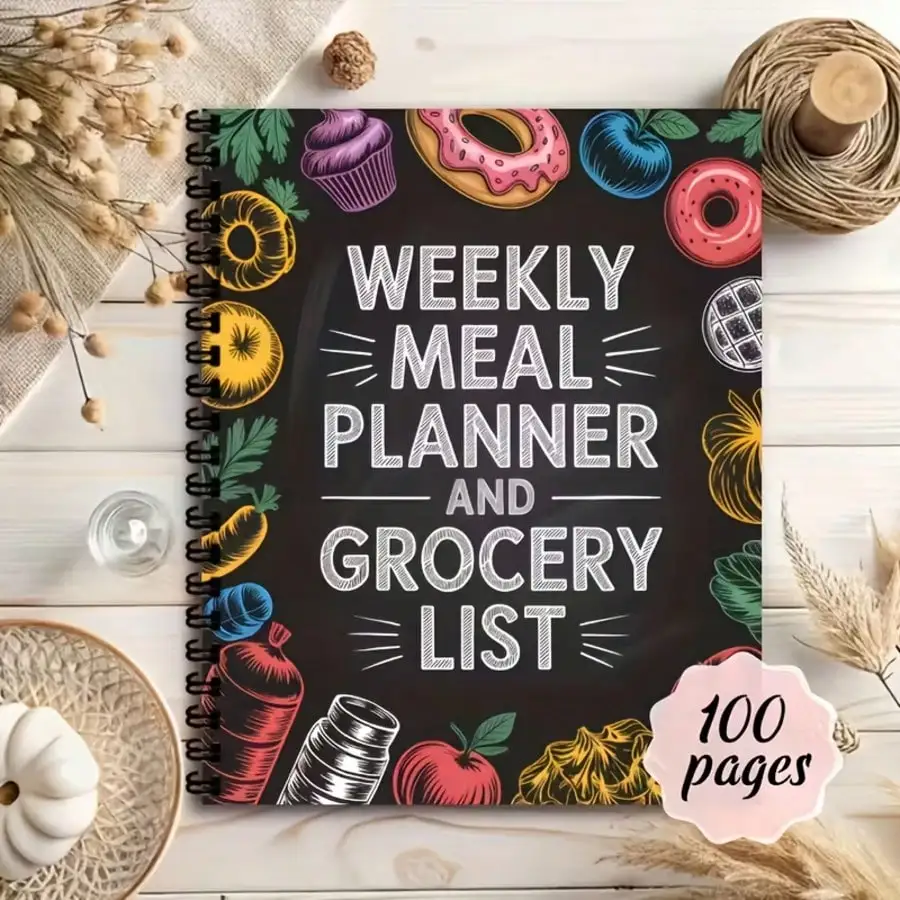 Weekly Meal Planner And Shopping List Organizer | A5 Size, Soft Cover, Mixed Colors, Short Edge (6 Inches Or Shorter), Color-Coded Food Tracking Pages, Recipe Section, Shopping List, Perfect For Weight Loss, Healthy Eating ss260203161133761523760