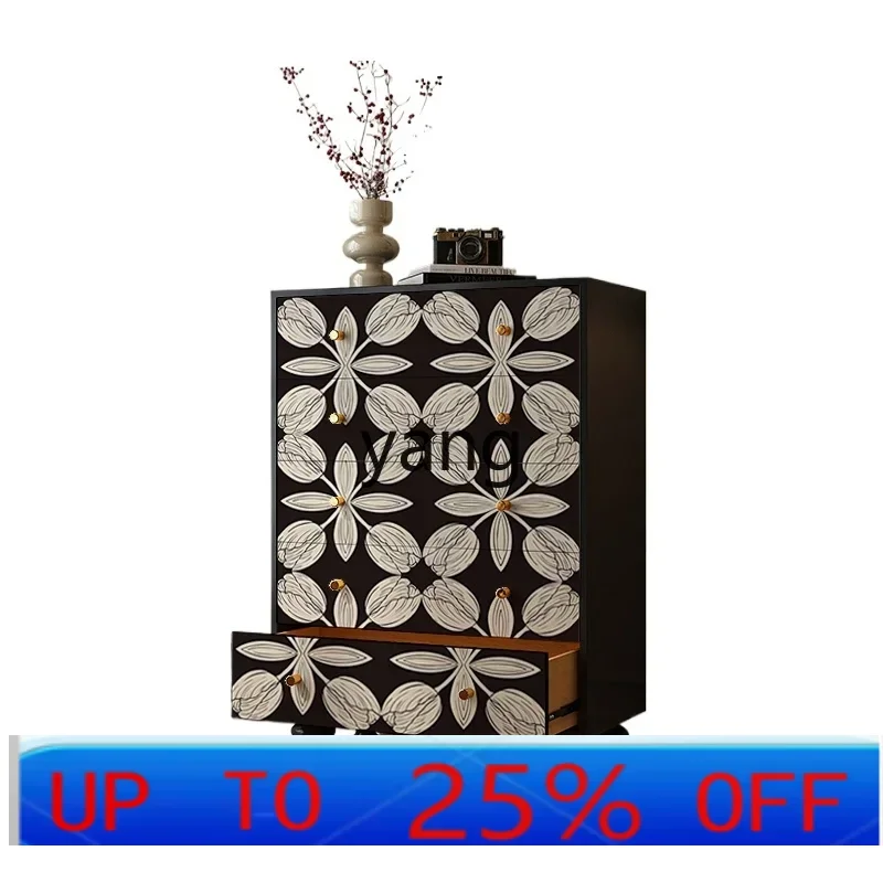 

LMMretro solid wood chest of drawers, living room, sofa side storage cabinet