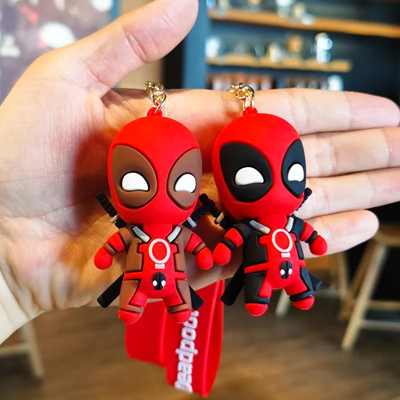 Marvel Cute Doll Pendant Anime Figures Deadpool Q Version Fashion Backpack Keychain Couple Bag Keyring Pendant kawaii Gifts