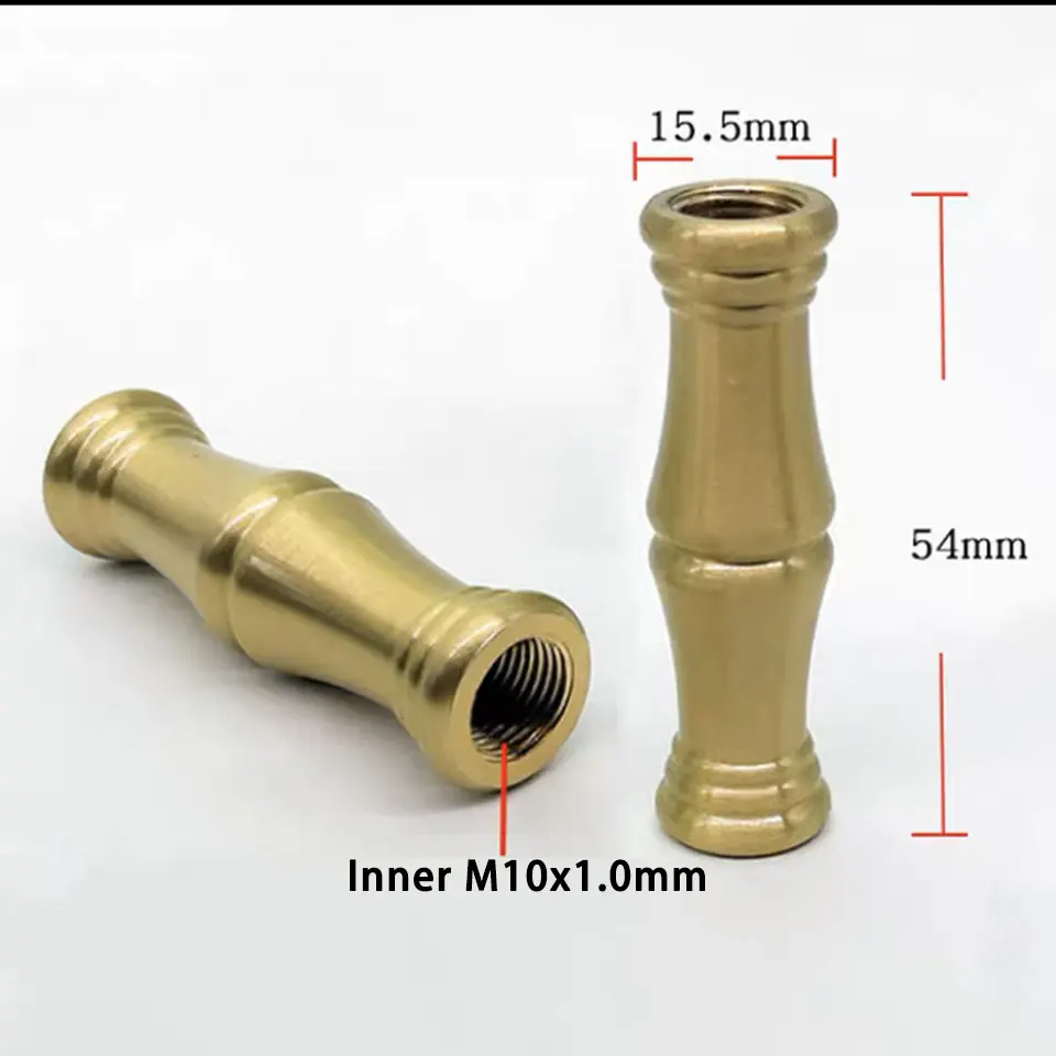 Brass M10 Inner Thread Straight Through Pure Copper Desk Lamp Floor Lamp Shelf Nut Pitch 1.0mm Decorative Nut