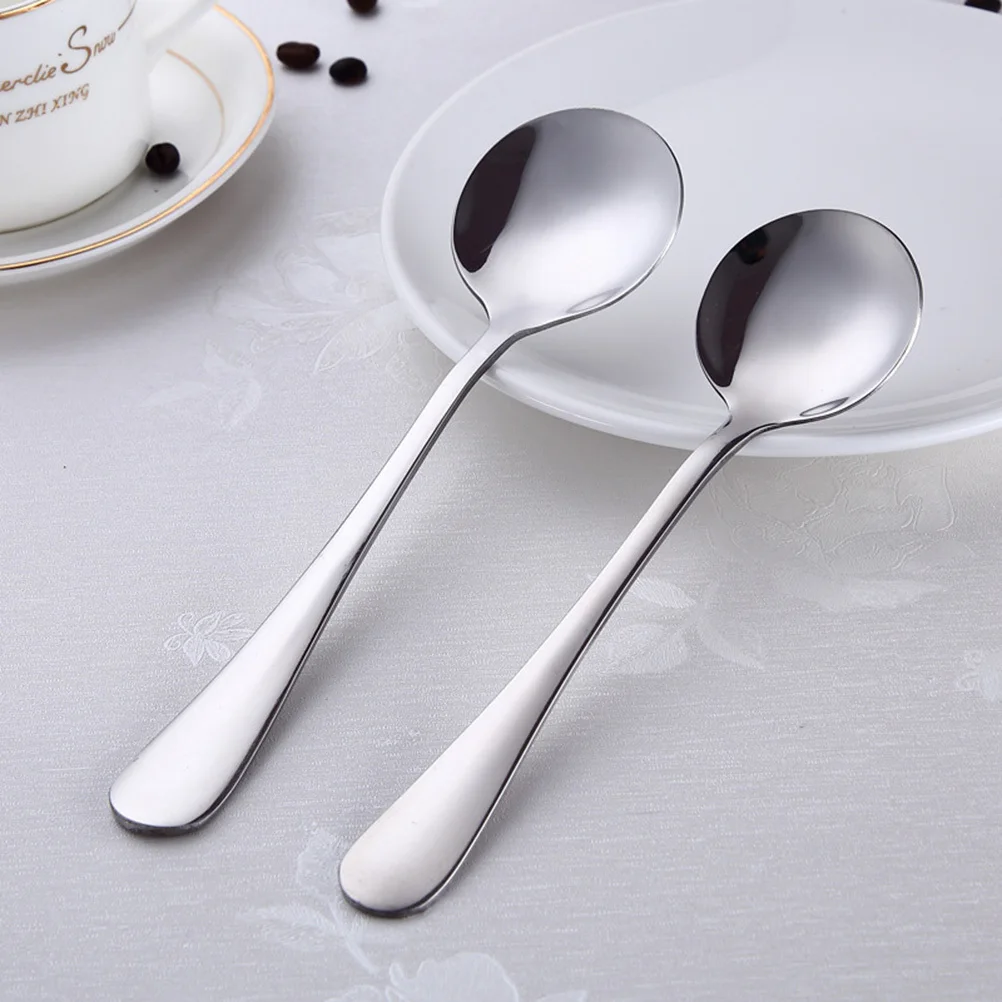 

Round Stainless Steel Spoon Fine Polished Mirror Finish Coffee Tea Dessert Stirring Utensil Home Restaurant Hotel Use