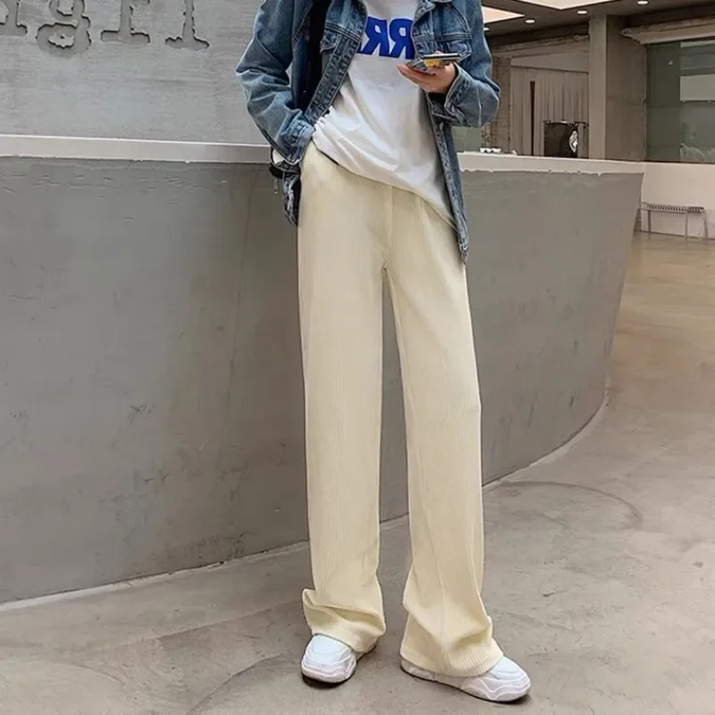 

Korean Casual Women Pants Spring Autumn High Waist Wide Leg Trousers Solid Female Casual Chic Streetwear Y2k Clothing 바지