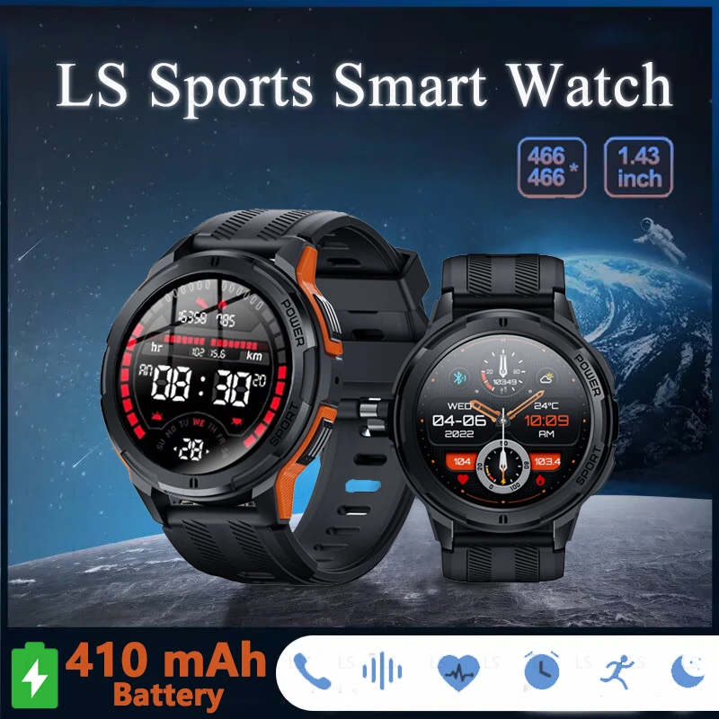 

New 1.43 Inch Amoled 1atm Waterproof Pedometer Smartwatch Heart Rate Monitor Bluetooth Call Smart Watch For Android Ios 410mah