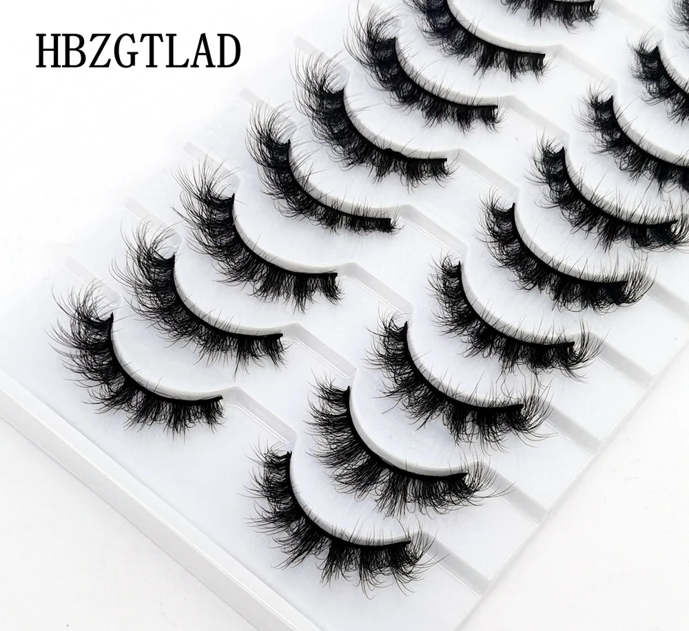 New 10 Pairs False Lashes 5D Faux Mink Lashes Fluffy Soft Volume Natural Eyelashes Cross Eyelashes Lashes Reusable Makeup cils