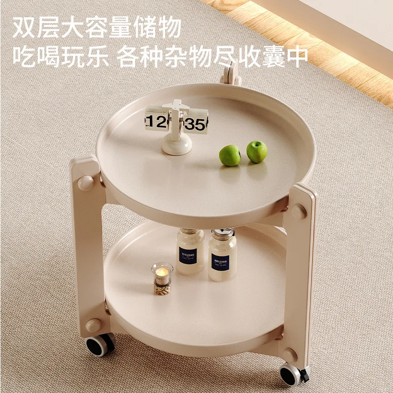 

Creative Mobile Side Table Sofa Side Table Snack Cart Storage Rack Bedroom Bedside Table Mini Balcony Coffee Tables Small Tables