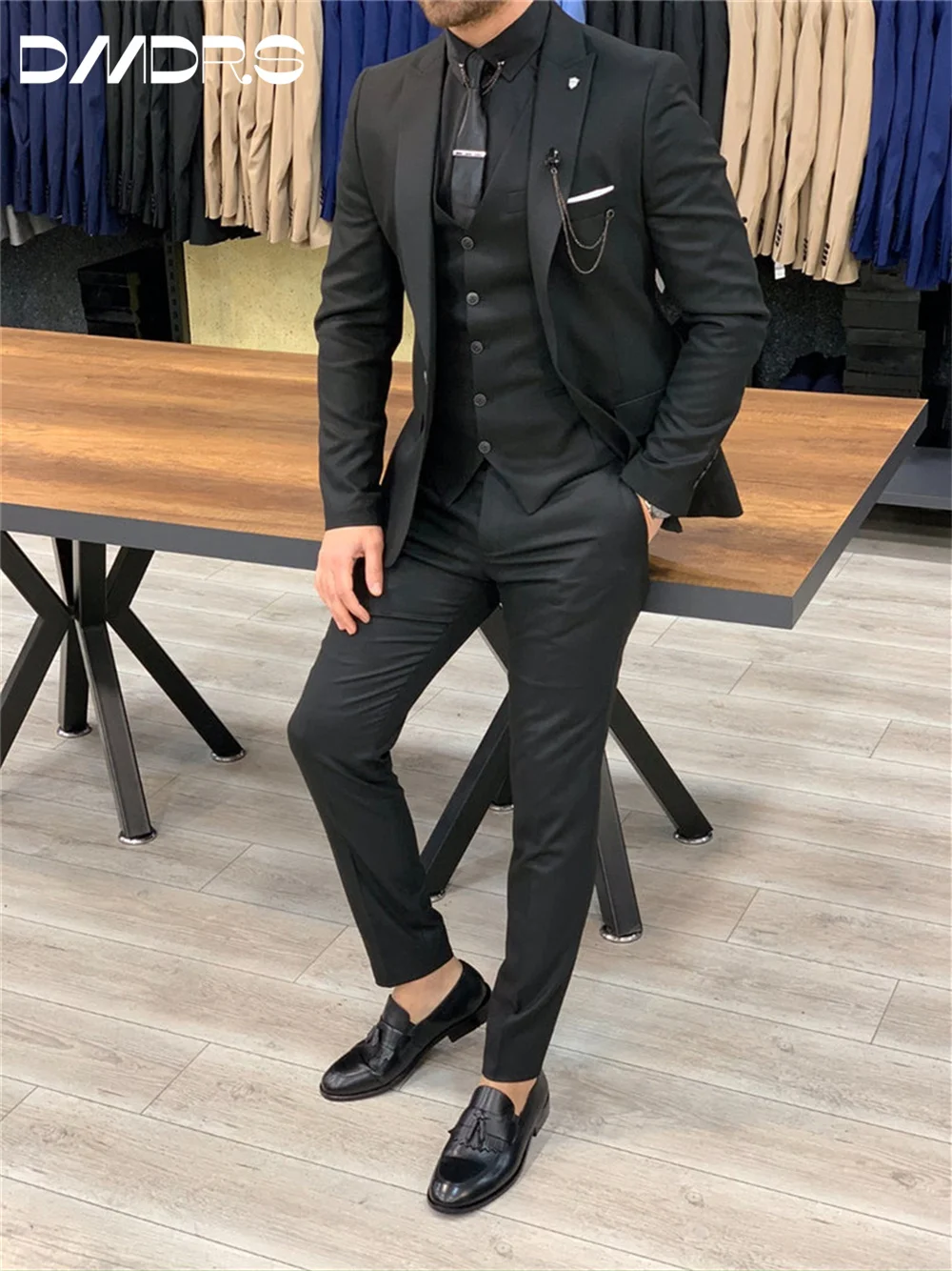 Handsome Single Breasted Men\'s Suit set For Formal Office Meeting Clothing Classic Solid Suit Elegant Groom For Wedding Suit