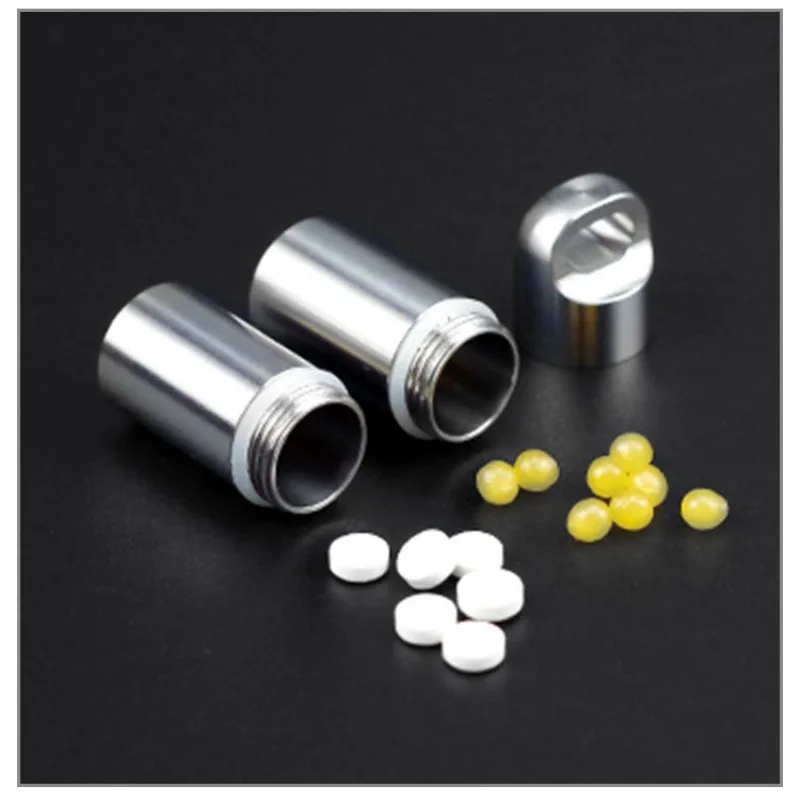 Waterproof Stainless Steel Capsule Outdoor Survival Pill Box Container Seal Bottle Medicine Storage Tank with Necklace