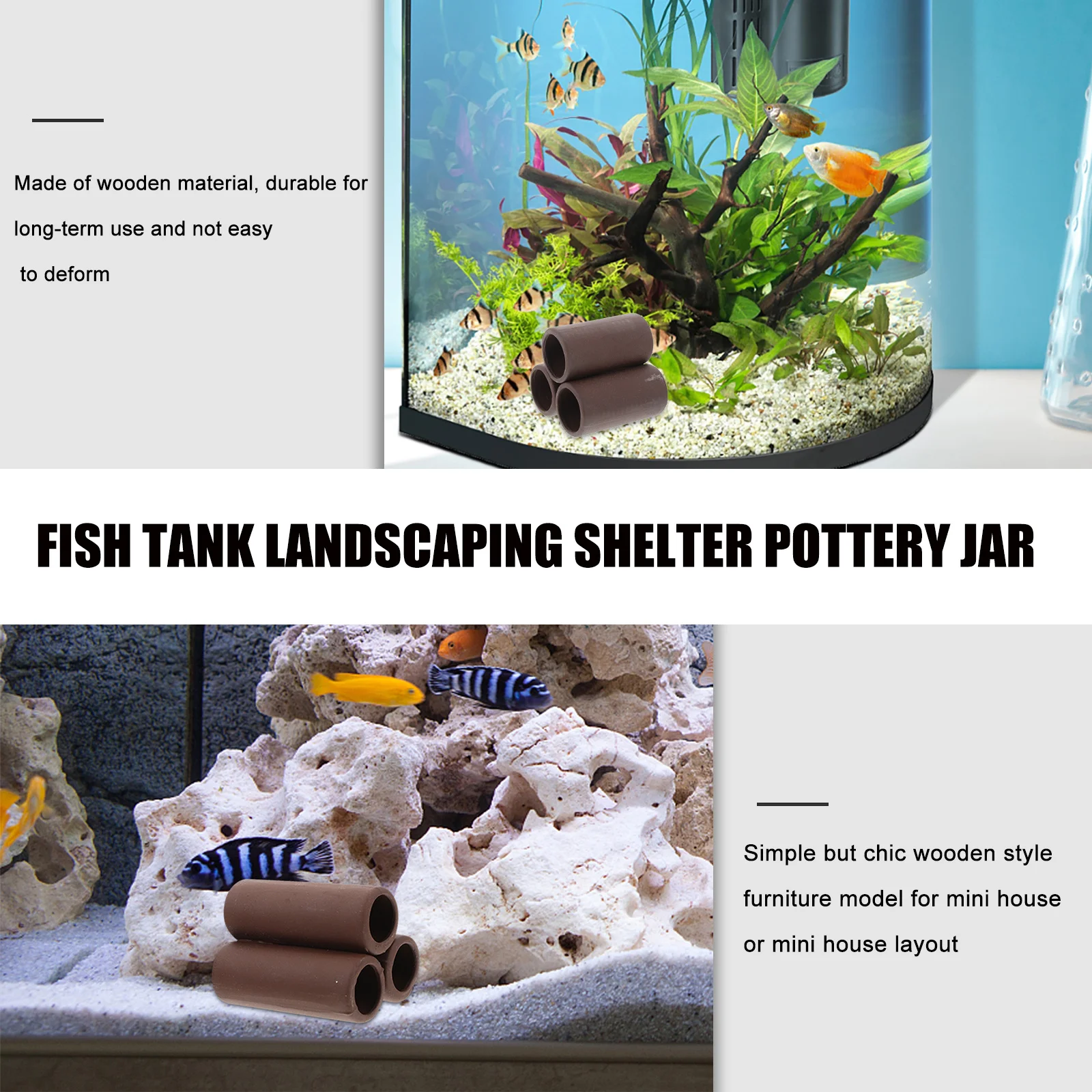 

2Pcs Fish Clay Hideaway Aquarium Decor Shrimp Breeding Shelter Tank Cave Ornament Lifelike Environment Safe for Pets