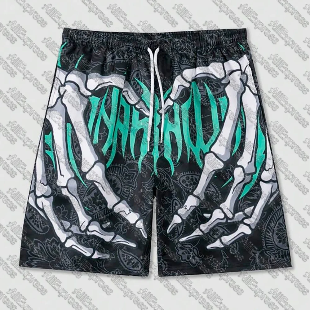 New Men's Summer Skeleton Hand Element Print Shorts 3d Printed Men Casual Fashion Sports Breathable Loose Trend Beach Shorts