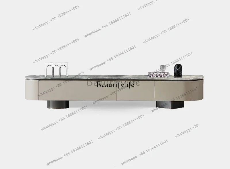 FGItalian light luxury marble TV cabinet combination, modern simple solid wood floor cabinet