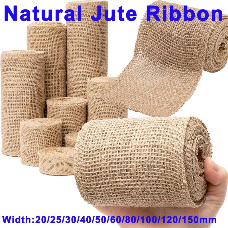 10/5/2/1Meter Natural Burlap Ribbon Jute Fabric Ribbon for Gift Wrapping DIY Craft Wedding Home Decor 2/3/4/5/6/8/10/15cm Wide