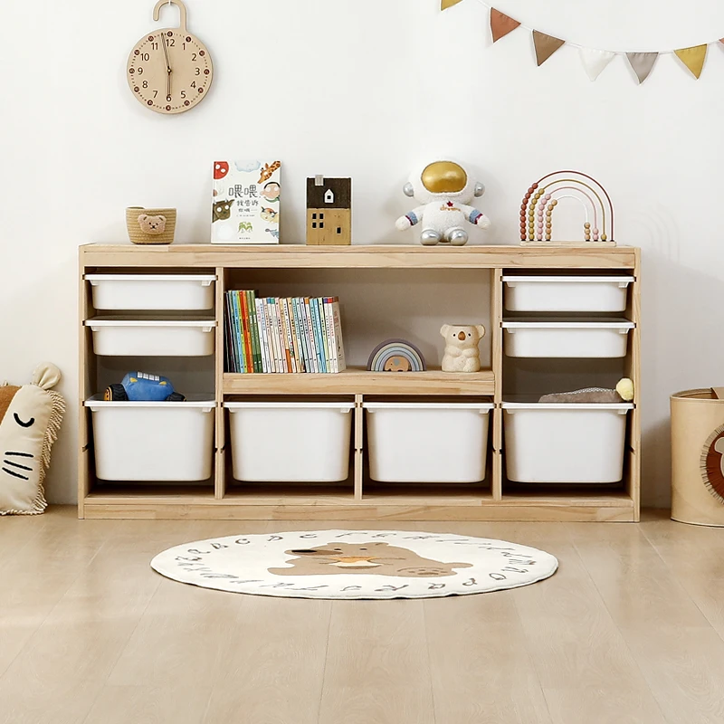 Gabinete de almacenamiento dos en uno de estantería de juguetes para niños con estante multicapa de gran capacidad