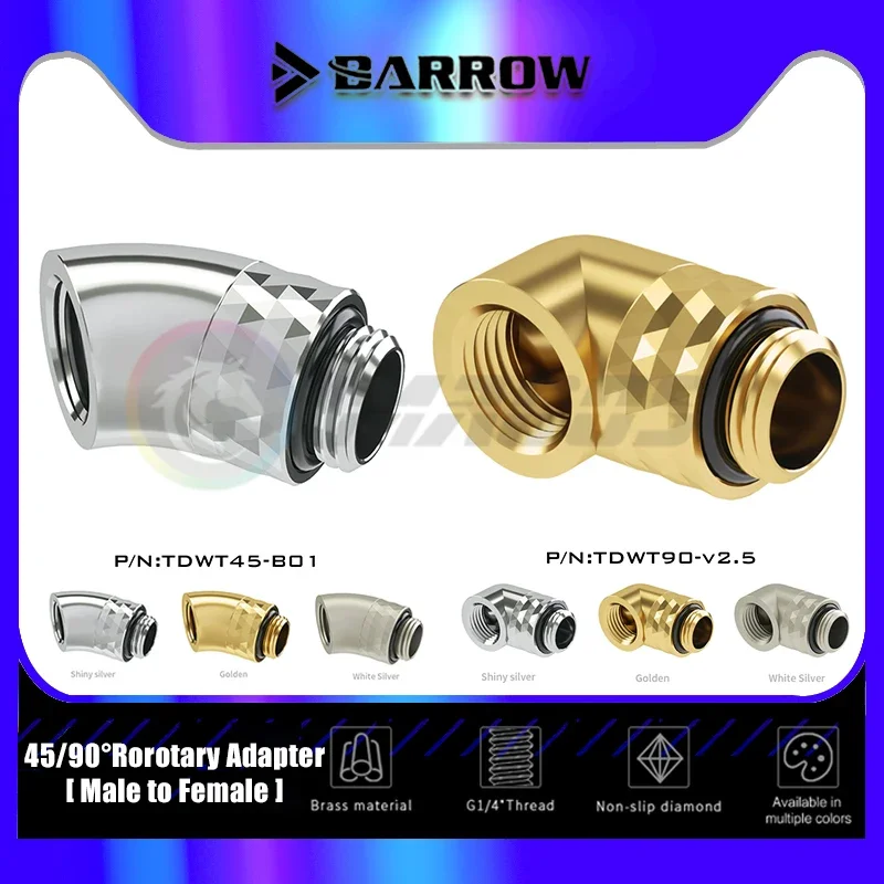 

Barrow 90° 45° Angled Fitting Adpater 360° Rotatable Rotary Rotary Elbow PC Water Cooling MOD Connecting TDWT90-V2.5 TDWT45-B01