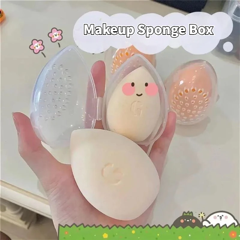 Portable Traveling Makeup Sponge Organizer Box Pink White Egg Shape Plastic Box Powder Sponge Beauty Egg Box Cosmetics Tools