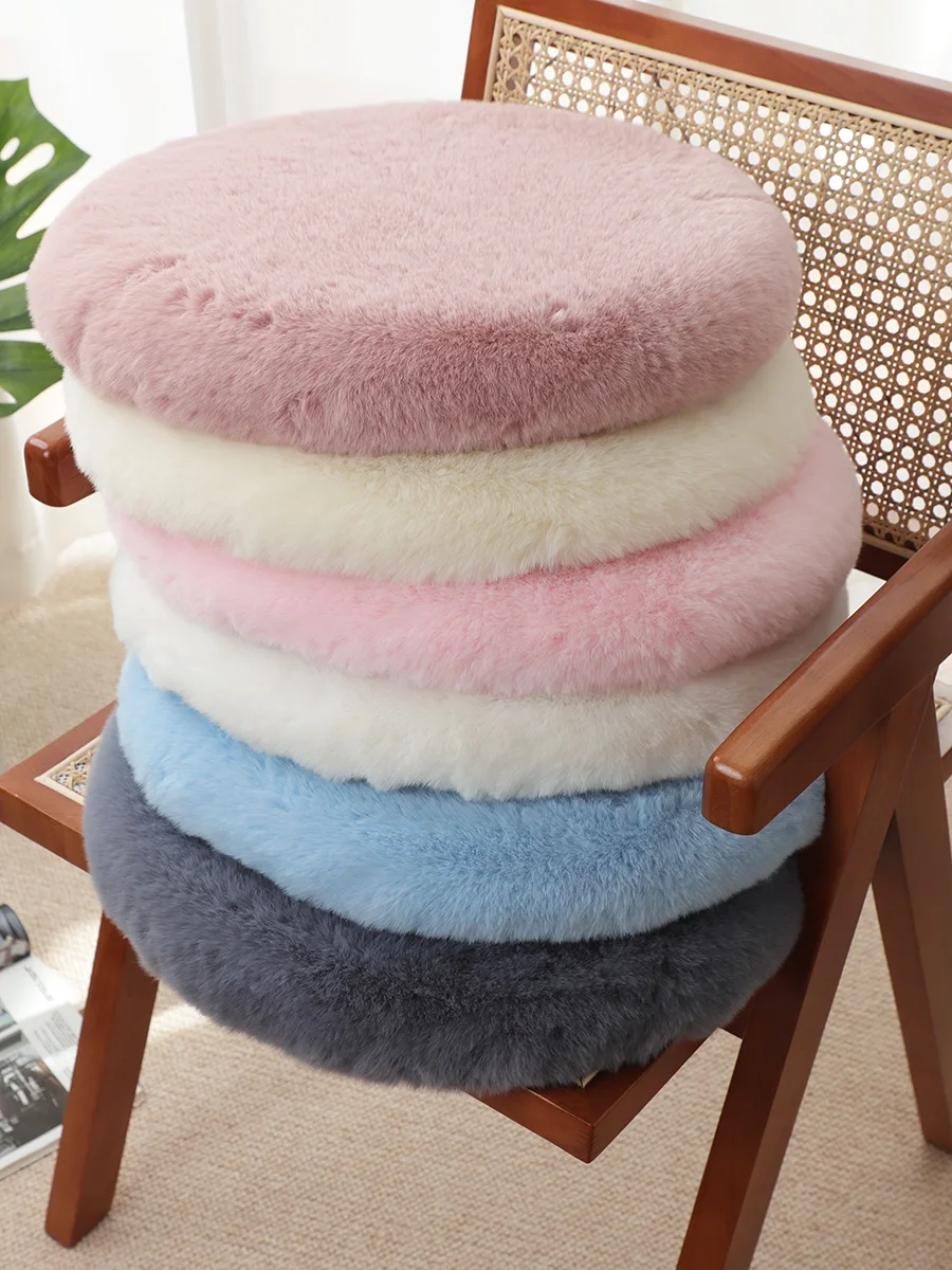 

Rabbit Plush Round Seat Cushion Student Memory Cotton Stool Round Cushion Chair Winter Office Seat Cushion