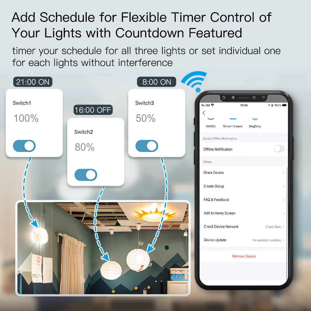 EU WiFi Smart Dimmers Switch 1/2/3 Gang Touch Switch LED Light Brightness Wireless Control Tuya APP Voice dla Alexa Google