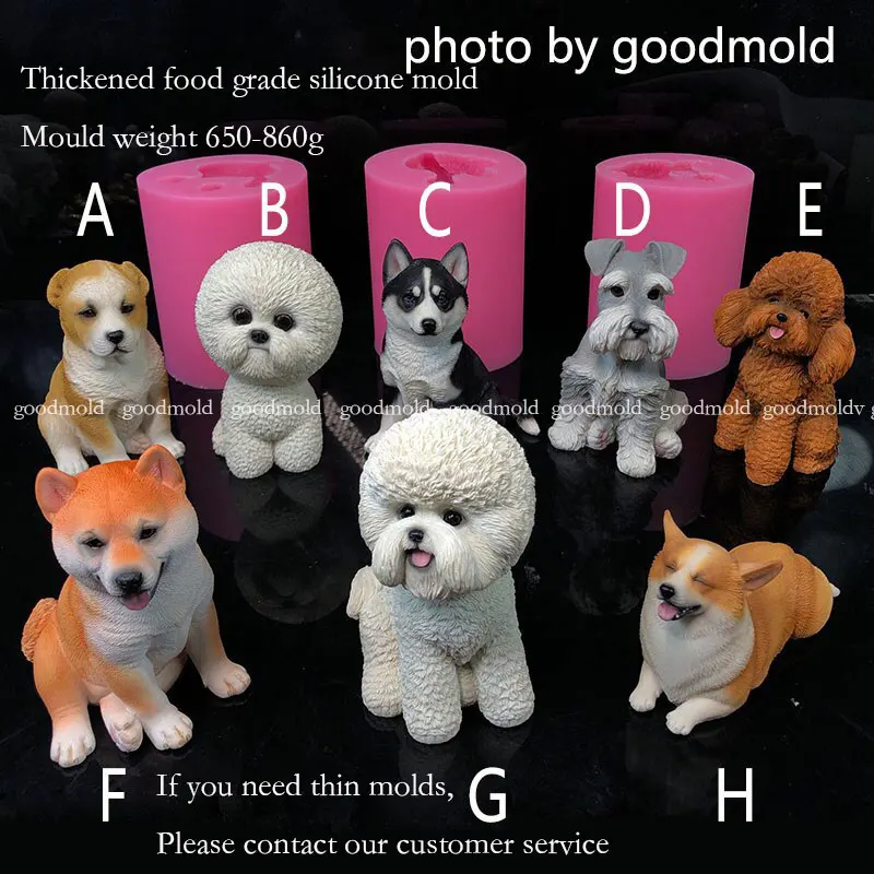 Imagem -05 - Molde para Cachorro Animal Schnauzer Husky Corgi Teddy Shiba Inu Pastor Cão de Estimação Molde de Gesso Bichon Frize Molde de Silicone