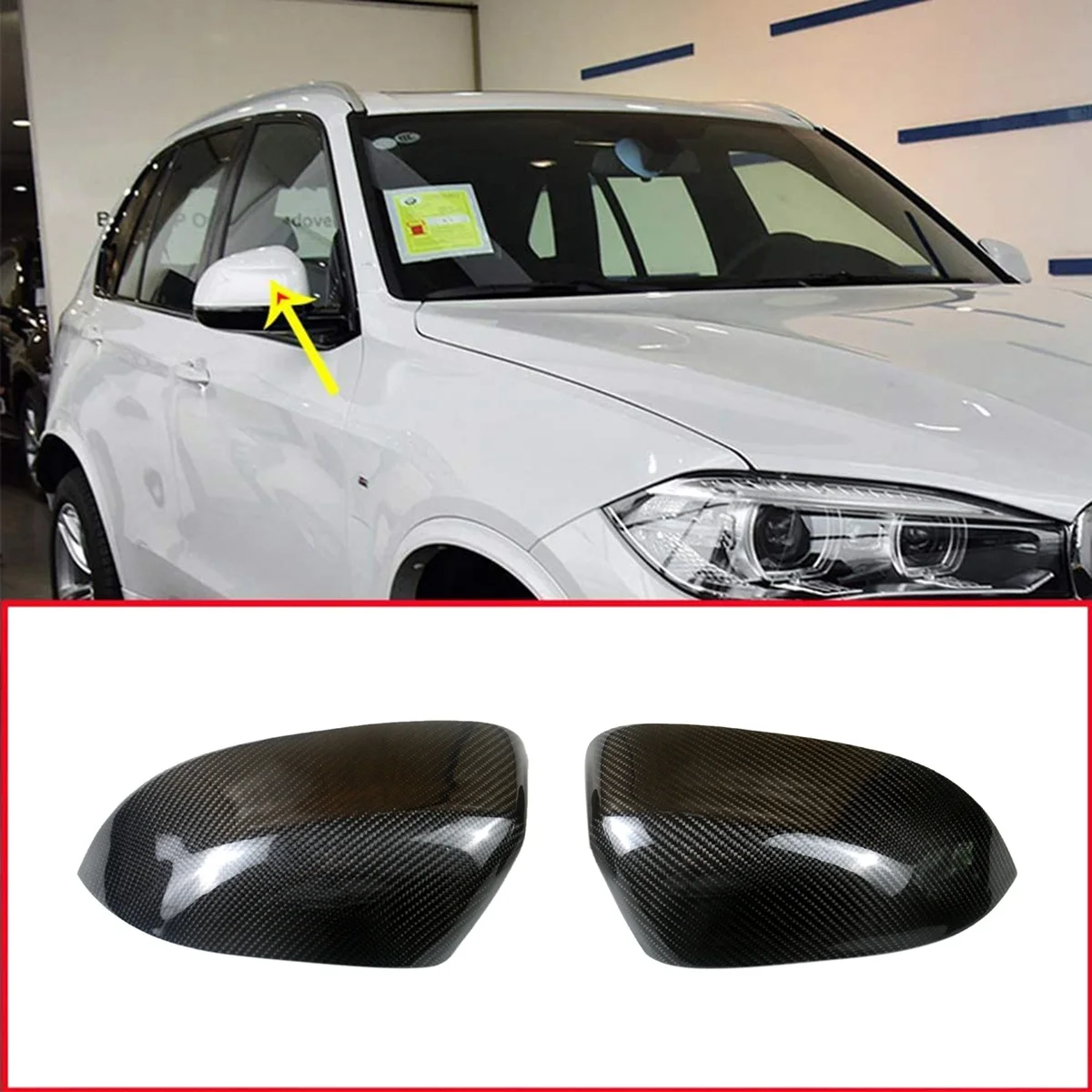 ألياف الكربون الحقيقية ل 2014-2018-BMW X3 F25 X4 F26 X5 F15 X6 F16 الجانب الجناح مرآة الرؤية الخلفية غطاء غطاء