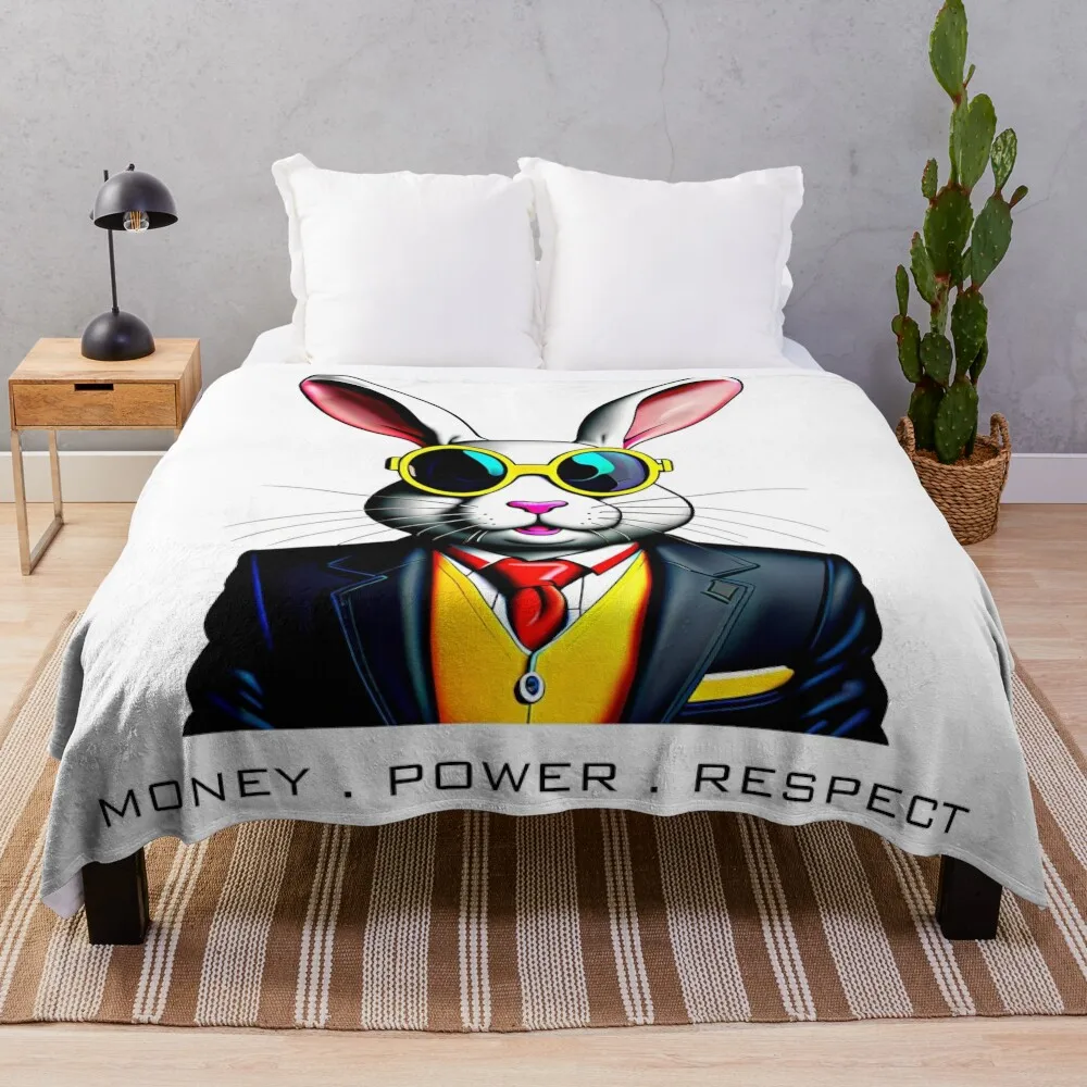 RICH BUNNY Money Power Respect Throw Blanket Soft Big Flannel Thins Blankets