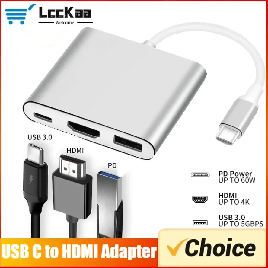 

LccKaa 3 в 1 USB 3.0 Type C Hub To 4K HDMI Многопортовый адаптер для Ipad Mac Air Pro PC Huawei Mate10 Samsung S8 Plus Адаптер