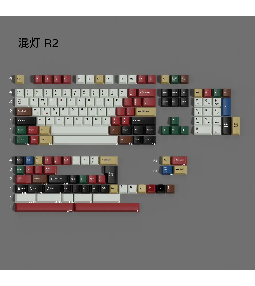 Mixed lamp R2 five-sided sublimation original pbt full set of keycaps including 7U compatible ALICE40