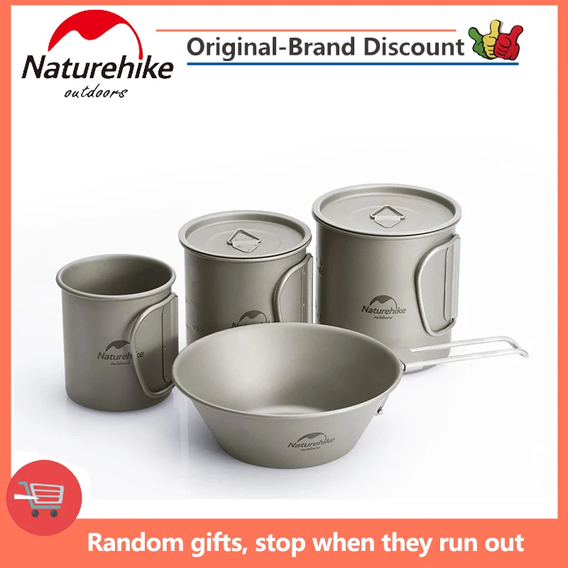 Naturehike Outdoor Titanium Folding Water Cup Bowl Portable Cookware Sets For Camping Hiking Backpacking 200ml 300ml 450ml