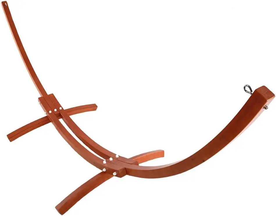 

14 ft Wood Hammock Stand Only Heavy Duty Russian Pine Hardwood Arc Frame Hammock Stands with Chains and Hooks, 400 lb Capacity