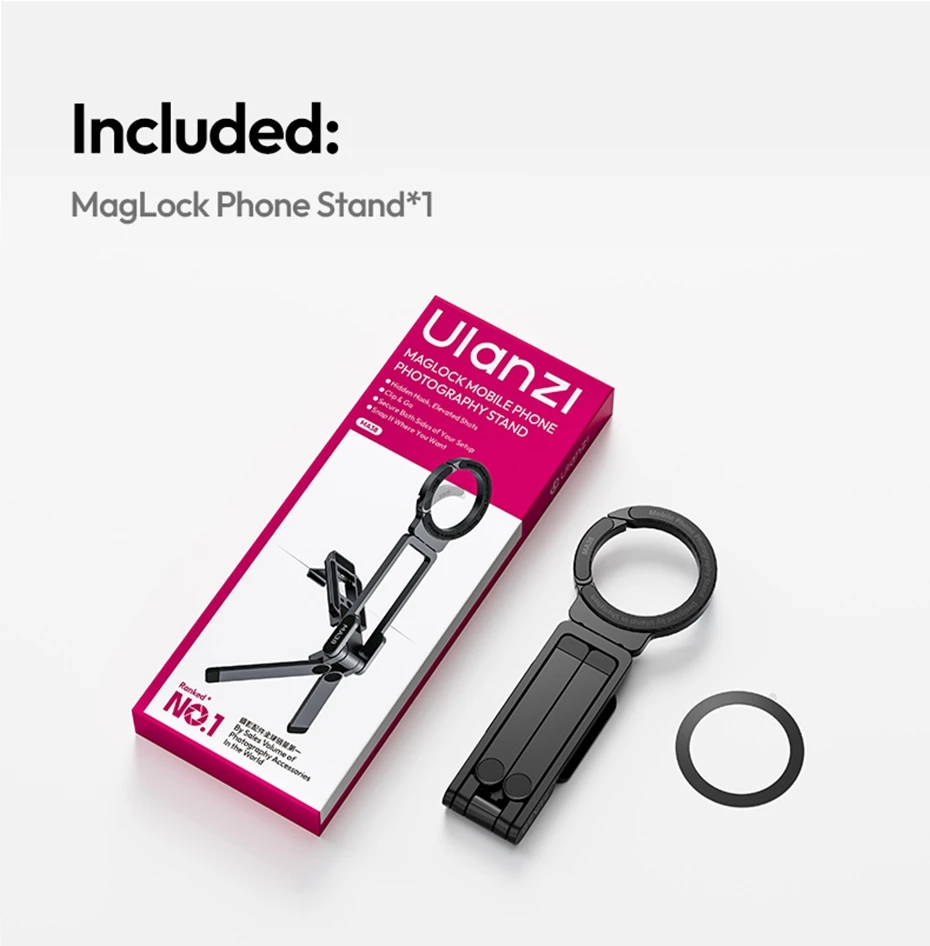 Ulanzi MA38 MagLock Handyhalterung Magnetische Telefonhalterung für iPhone 16 15 14 13 mit Verstecktem Haken für Schrägen Wände Handstativ Schnappmodus Montierbar – Detail 15