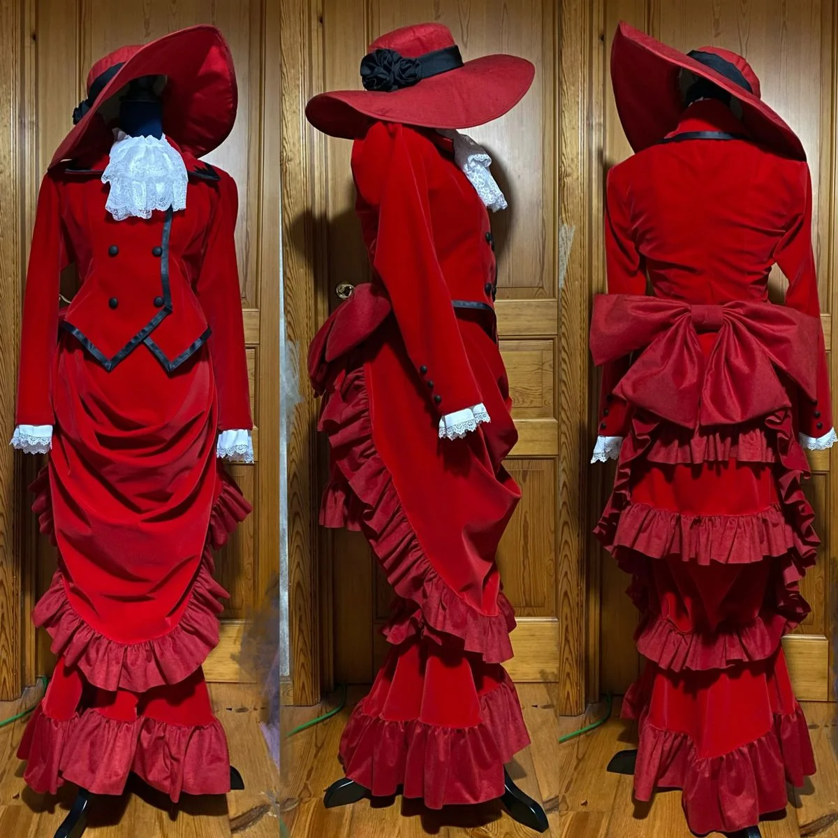 Historische Mode Viktorianisches Trubelrotes Kleid Damen Königin Prinzessin Abendkleid Angelina Dalles Cosplay Ballkleid Halloween Anzug