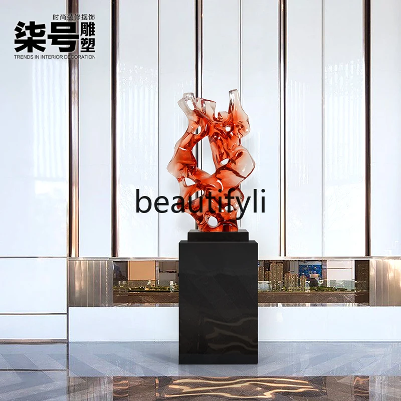 

Hotel Lobby Transparent Resin Taihu Stone Sculpture Entrance Decoration Artwork