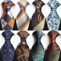 New Men's Classic Floral Tie Luxury Stripe 8cm Jacquard Neck Tie Necktie For Men Business Wedding Party Daily Wear Accessory
