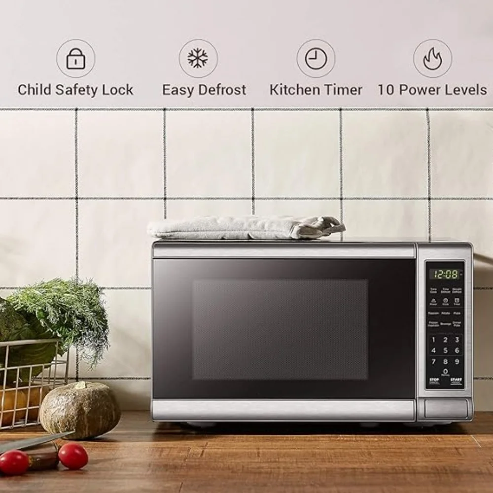 Oven Microwave dengan pintu tombol tekan meja putar, Oven Digital Cu.ft 0.7 & Kunci pengaman hild, Oven Microwave Desktop