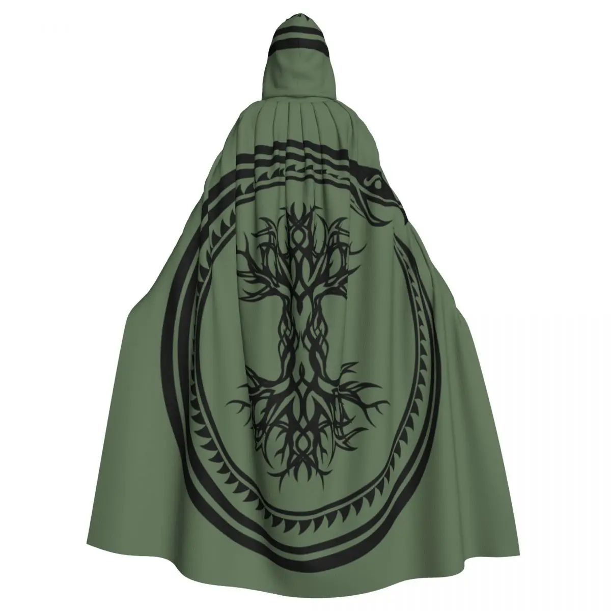 

Adult Cloak Cape Hooded Ouroboros Yggdrasil Viking Tree Of Life Medieval Costume Witch Wicca Vampire Elf Purim Carnival Party