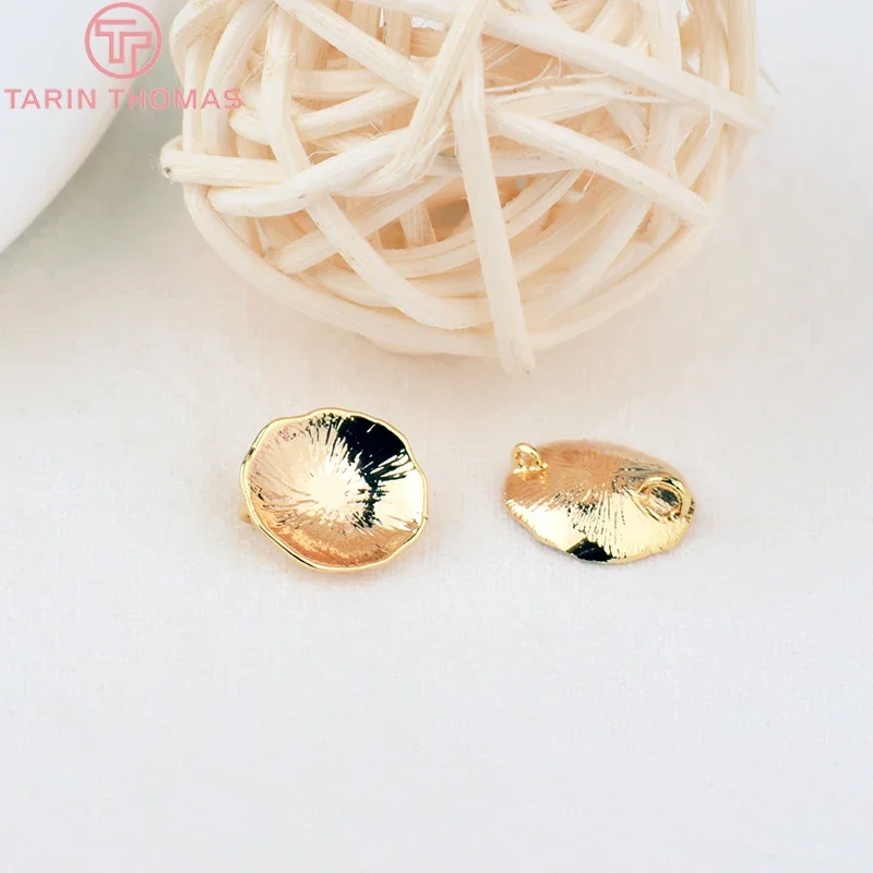 (1300)10PCS 11x12MM 24K Gold Color Plated Brass Lotus Leaf Charms Connector Pendants High Quality Diy Jewelry Accessories