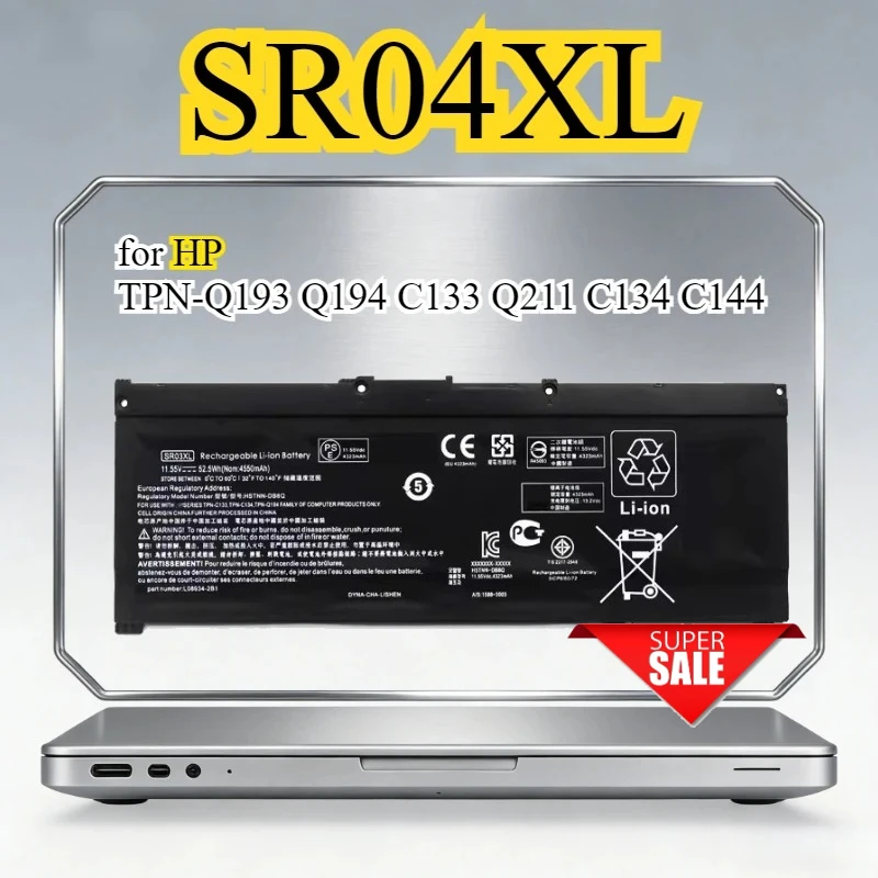 

Аккумулятор для ноутбука SR04XL для HP TPN-Q193 Q194 C133 Q211 C134 C144