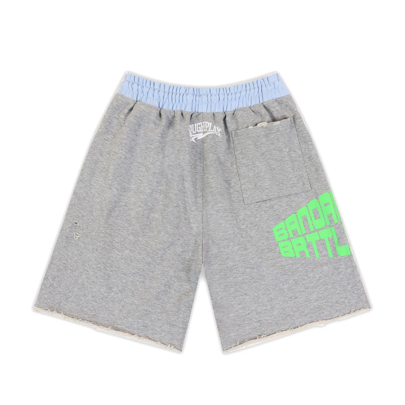26SS Rough Play Casual Shorts Colorful Waistband Frayed Edges Fluorescent Letter Print Embroidered American Streetwear Shorts